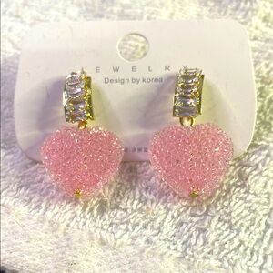 Pink Heart Crystal Earrings # 16
